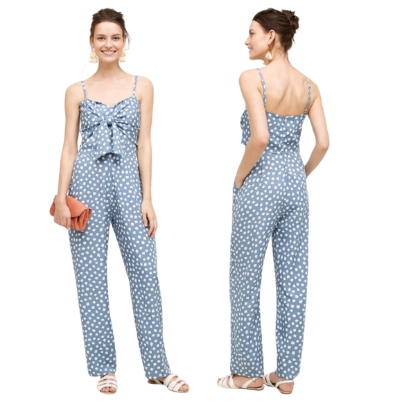 Anthropologie Pants - Anthropologie Whit Two Womens 0P Blue Knotted Dots Jumpsuit Tencel